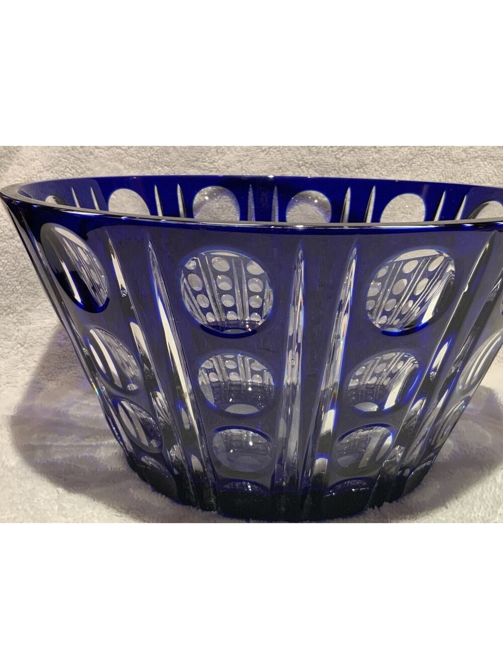 Faberge Signed Imperial Collection Cobalt Blu Handmade Hand Blown 10” Glass Bowl
